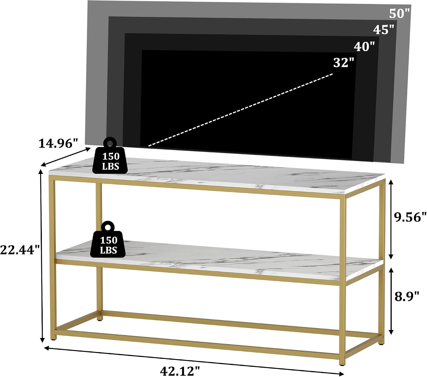 Modern Luxe TV Stand – Elegant 3-Tier Entertainment Center with Open Storage Shelves