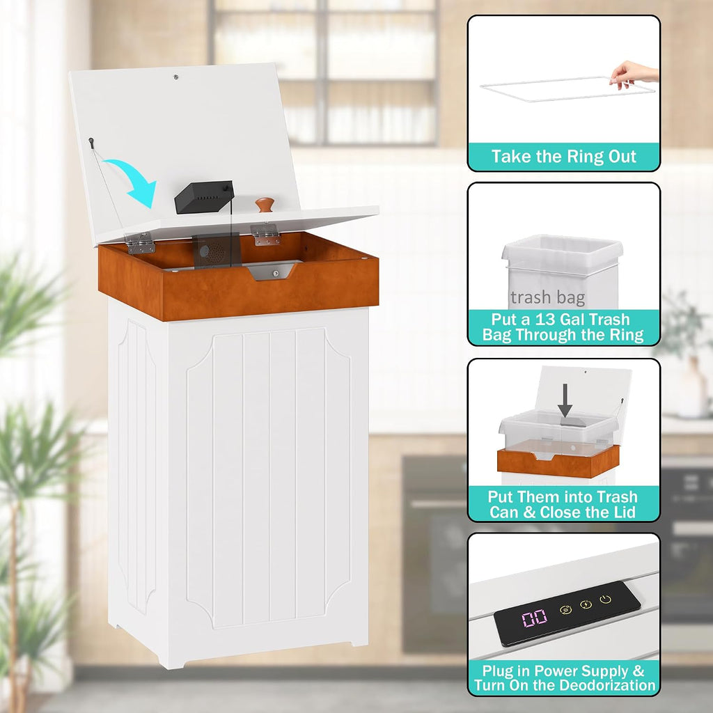 Cozy Farmhouse Trash Can Cabinet – 13 Gallon Hidden Waste Bin for Kitchen & Home