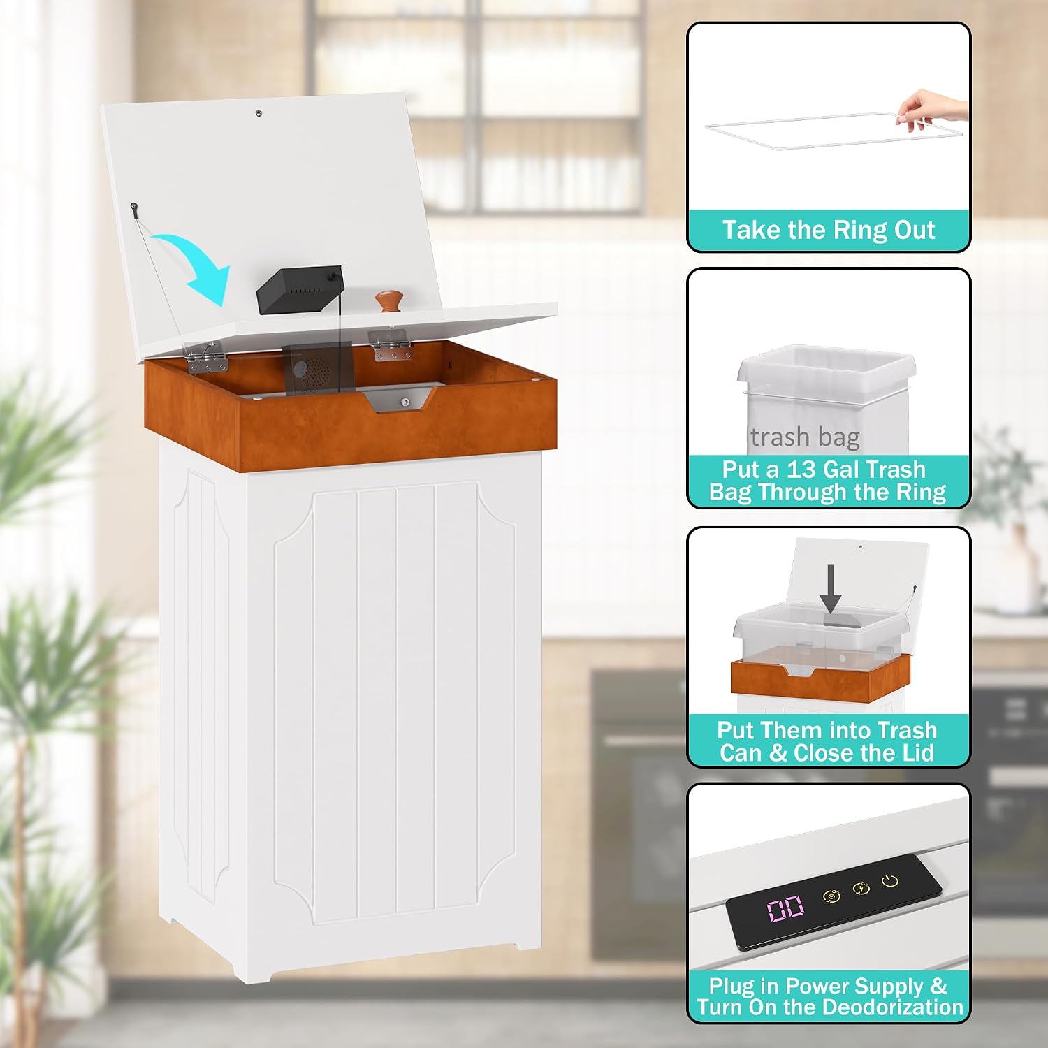 Cozy Farmhouse Trash Can Cabinet – 13 Gallon Hidden Waste Bin for Kitchen & Home