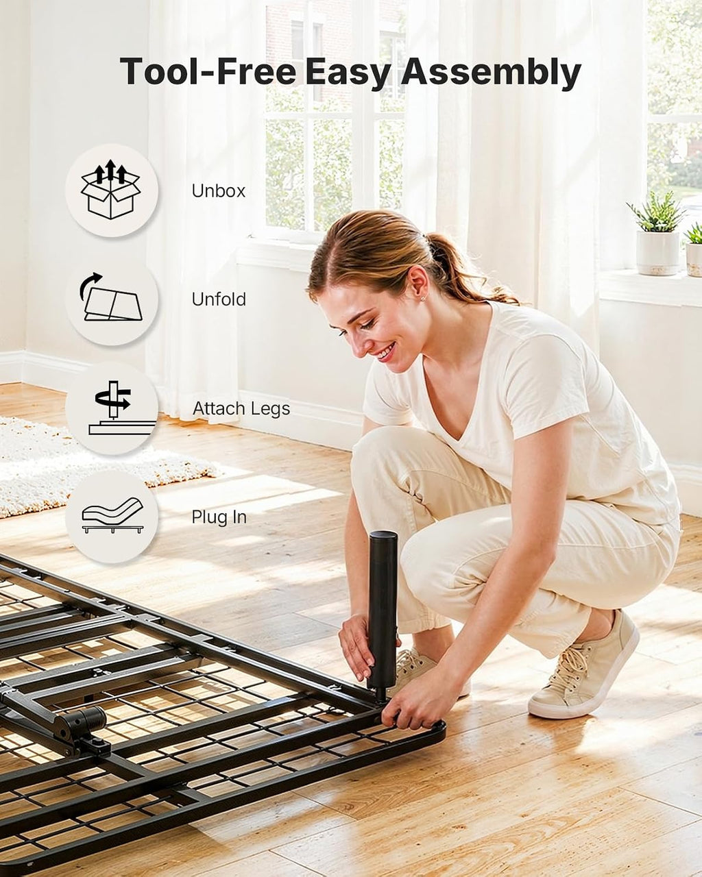 Adjustable Bed Frame – Electric Head & Foot Incline with Quiet Motor for Personalized Comfort