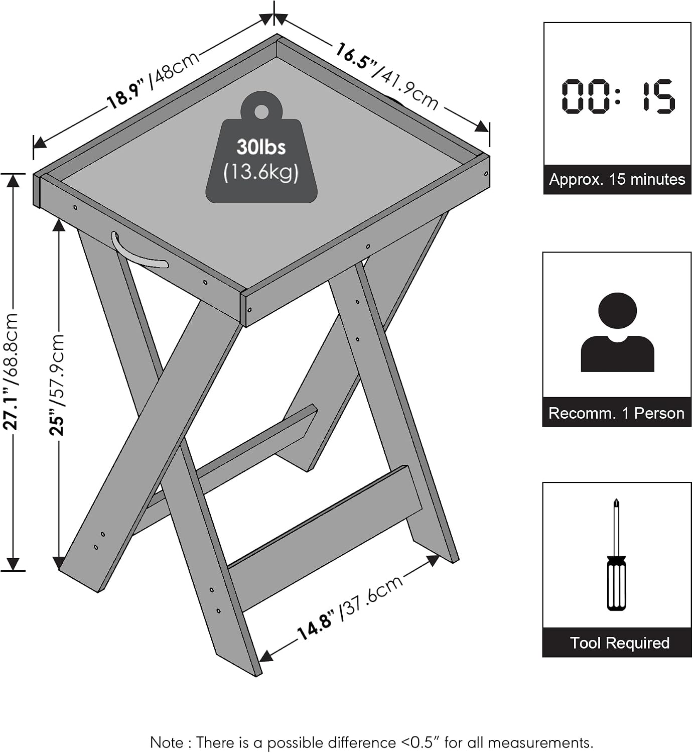 Cozy Bedside Table with Removable Tray – Stylish Nightstand for Everyday Living