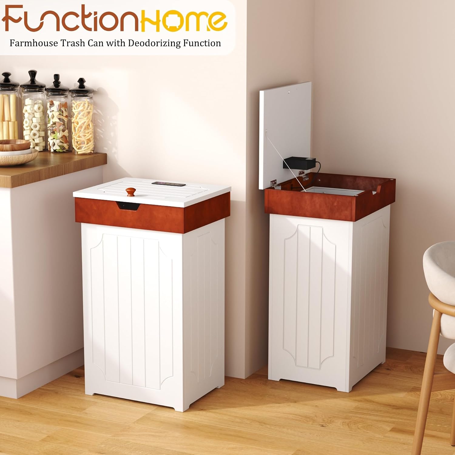 Cozy Farmhouse Trash Can Cabinet – 13 Gallon Hidden Waste Bin for Kitchen & Home