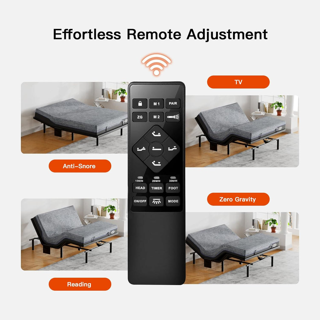 Electric Adjustable Bed Frame – Massage Base with Zero Gravity, Head & Foot Incline & Wireless Remote