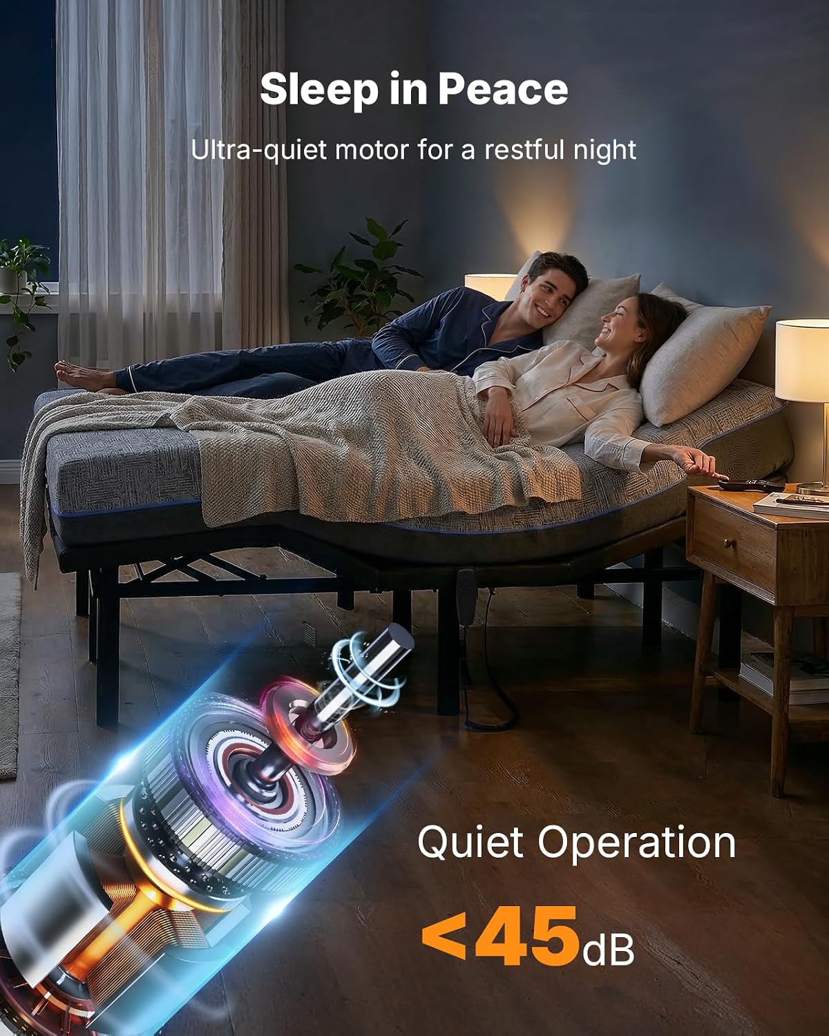 Adjustable Bed Frame – Electric Head & Foot Incline with Quiet Motor for Personalized Comfort