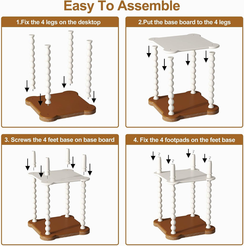 Cozy Farmhouse Nightstand – Charming 2-Tier Bedside Table with Natural Tray Top & Vintage White Legs