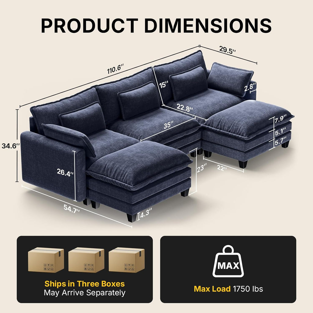 Modern Modular Sectional Sofa – Versatile Curved Couch for Cozy Living Room Spaces