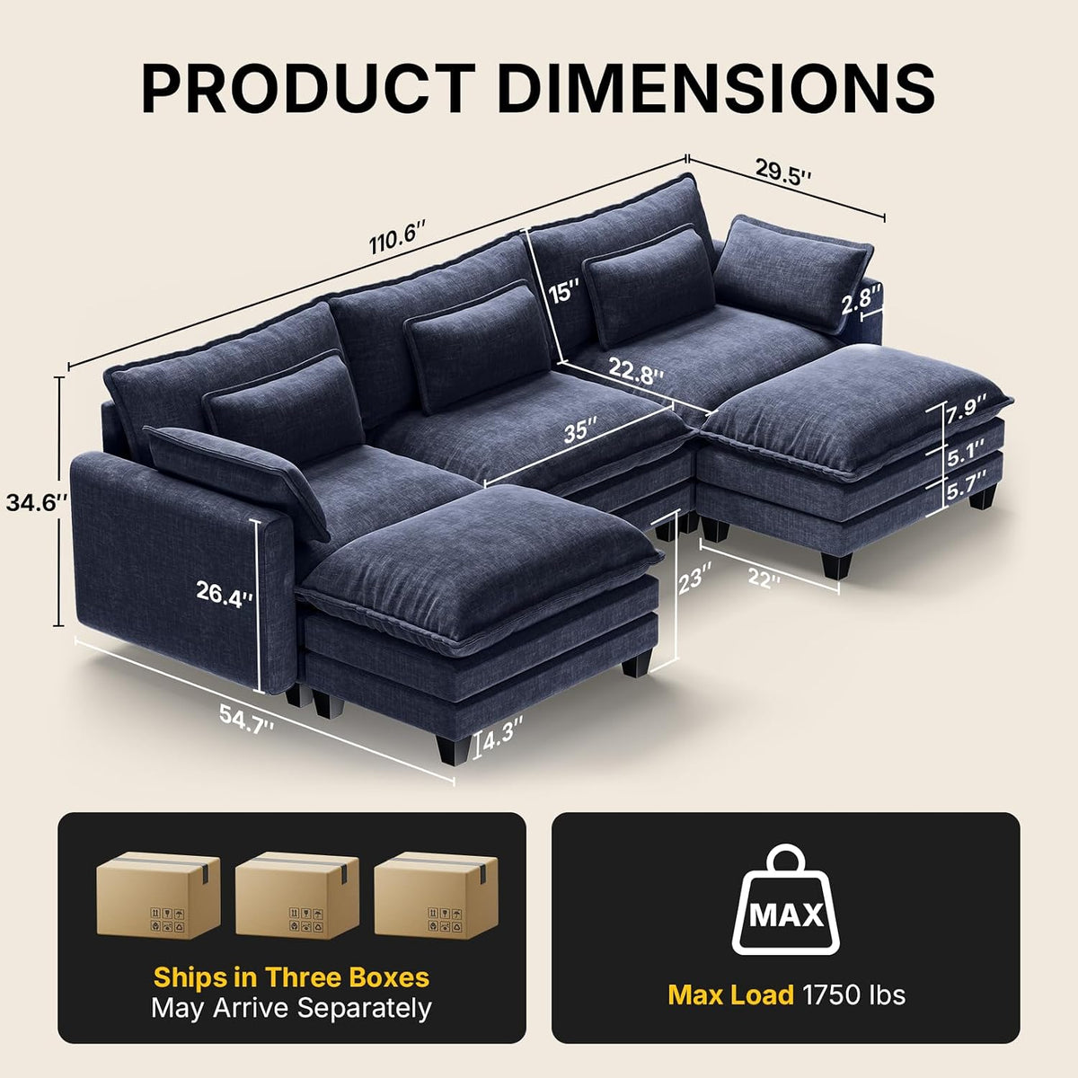 Modern Modular Sectional Sofa – Versatile Curved Couch for Cozy Living Room Spaces