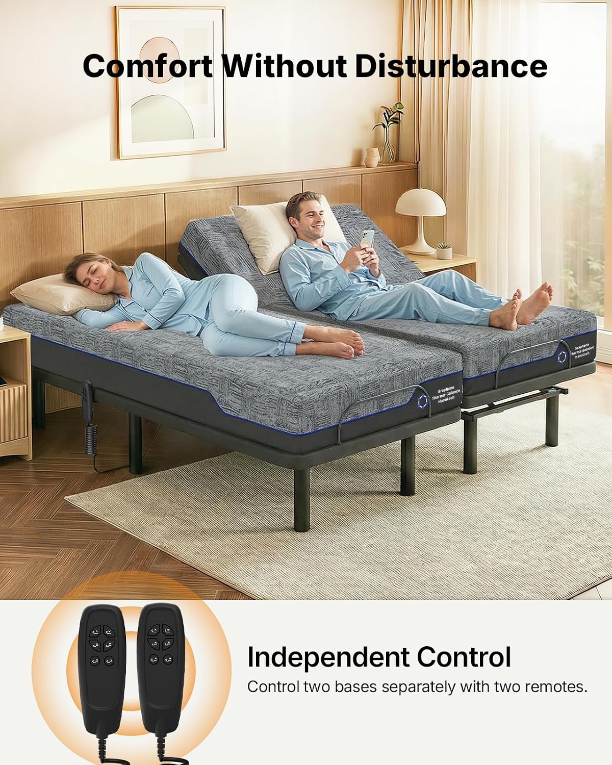 Adjustable Bed Frame – Electric Head & Foot Incline with Quiet Motor for Personalized Comfort