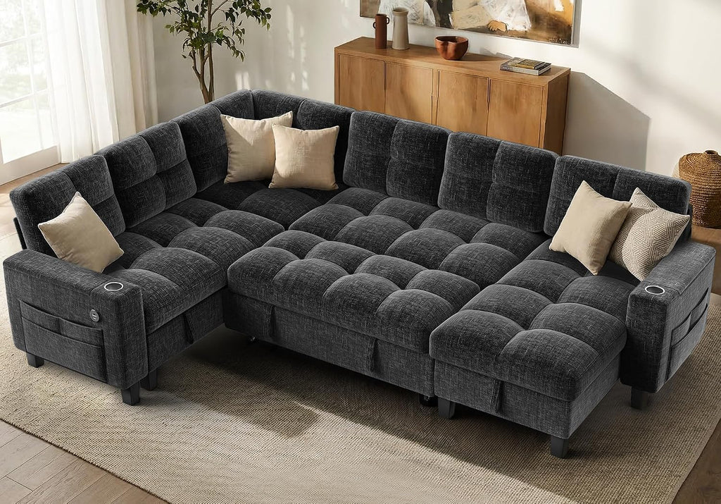 Cozy U-Shaped Modular Sleeper Sofa – Spacious Sectional Couch for Modern Living Rooms