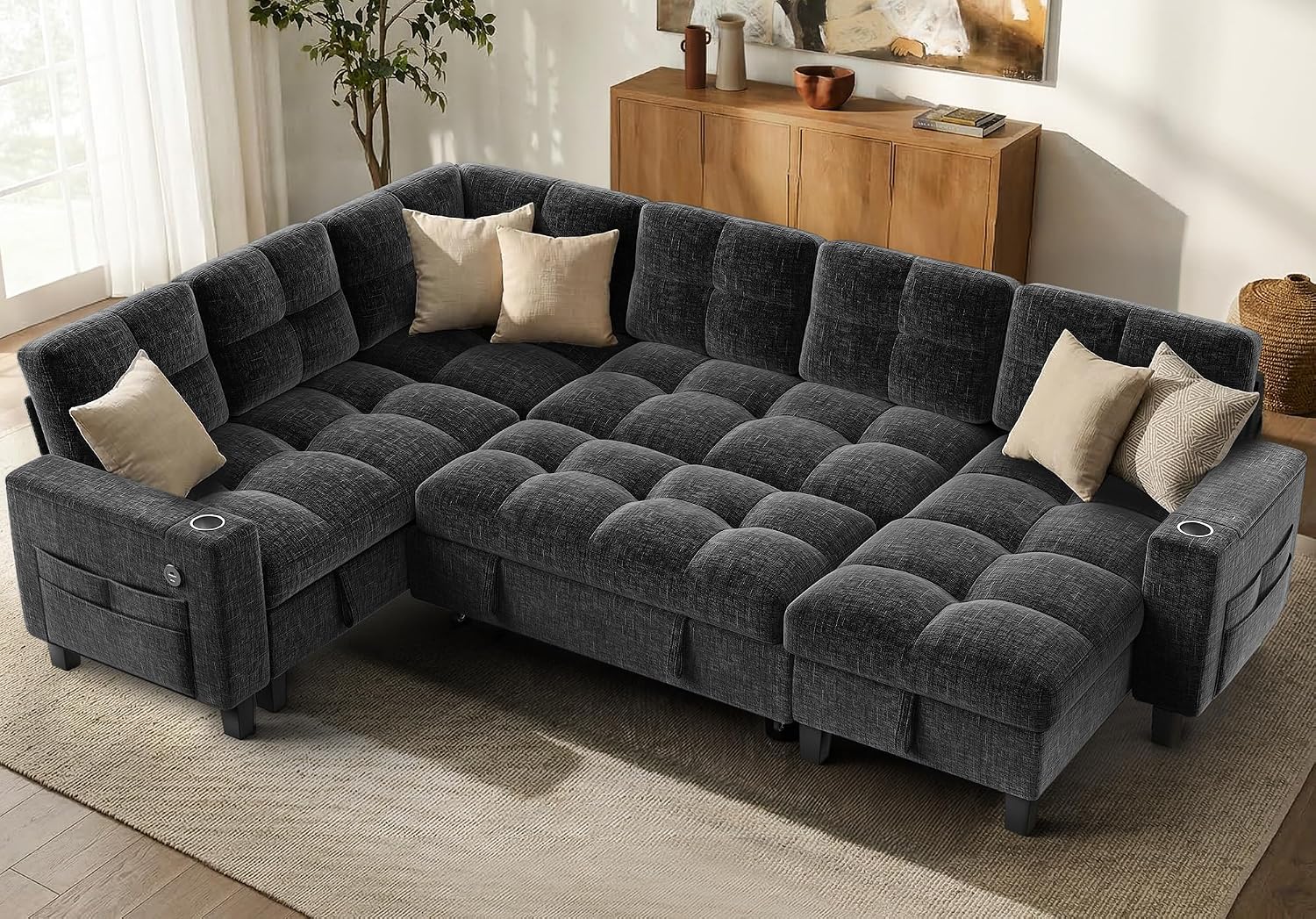 Cozy U-Shaped Modular Sleeper Sofa – Spacious Sectional Couch for Modern Living Rooms