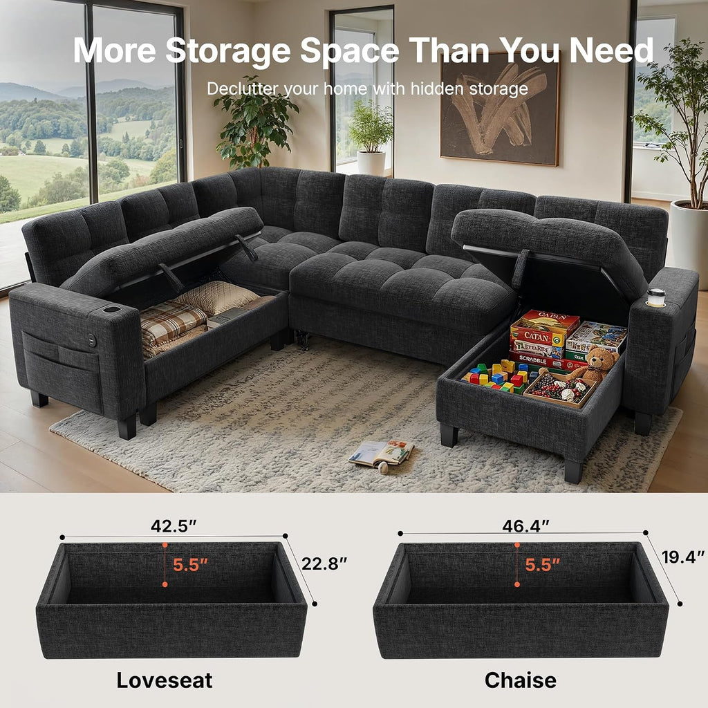 Cozy U-Shaped Modular Sleeper Sofa – Spacious Sectional Couch for Modern Living Rooms