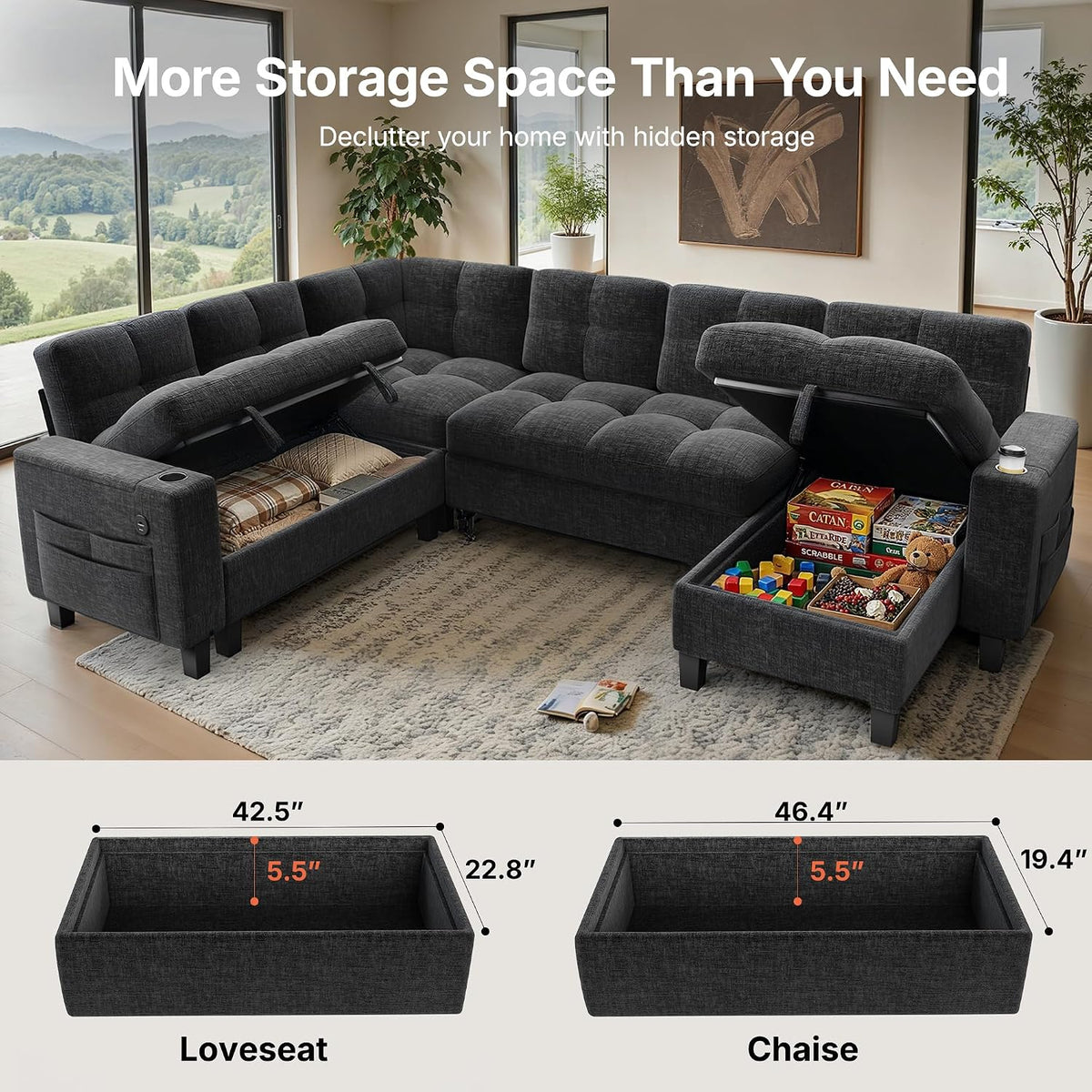 Cozy U-Shaped Modular Sleeper Sofa – Spacious Sectional Couch for Modern Living Rooms