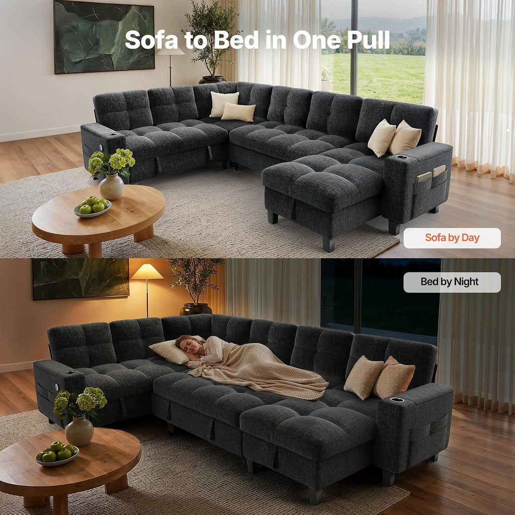 Cozy U-Shaped Modular Sleeper Sofa – Spacious Sectional Couch for Modern Living Rooms