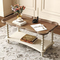 Cozy Gatherings Start Here – Rustic Farmhouse Coffee Table with Tray-Style Top & Lower Shelf