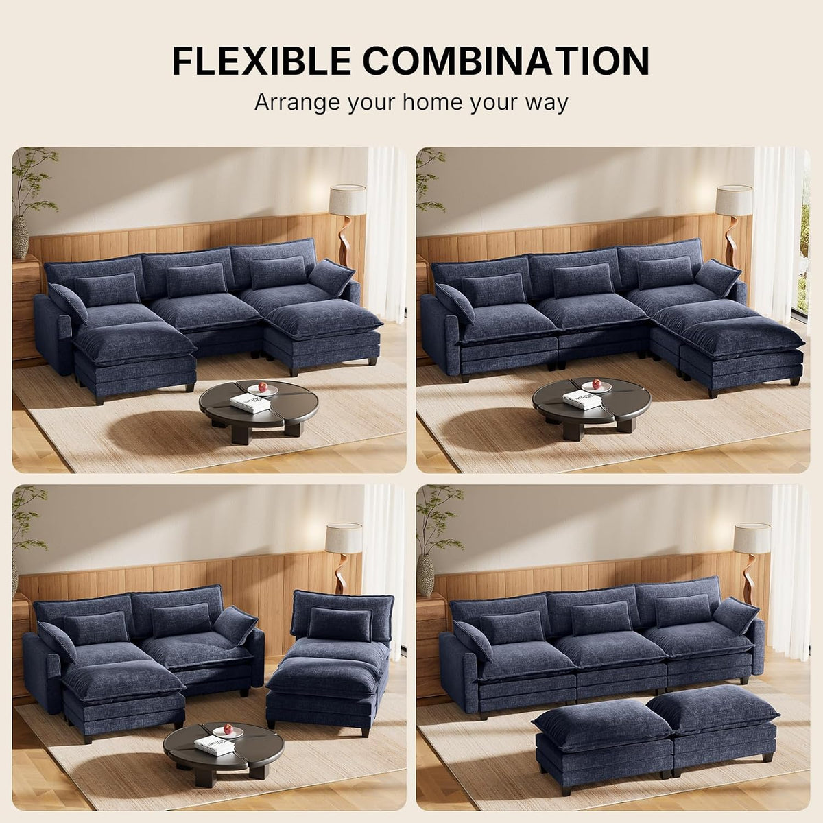 Modern Modular Sectional Sofa – Versatile Curved Couch for Cozy Living Room Spaces