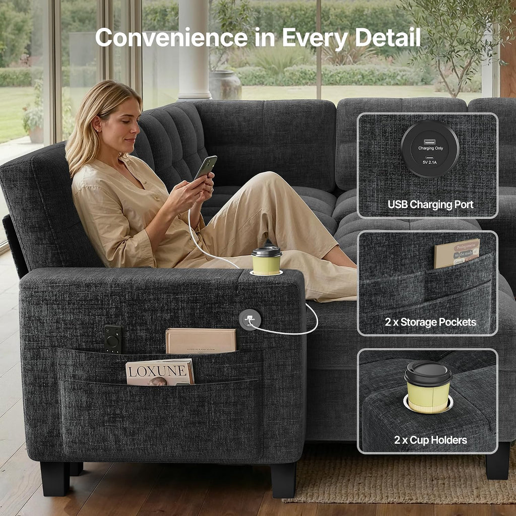 Cozy U-Shaped Modular Sleeper Sofa – Spacious Sectional Couch for Modern Living Rooms