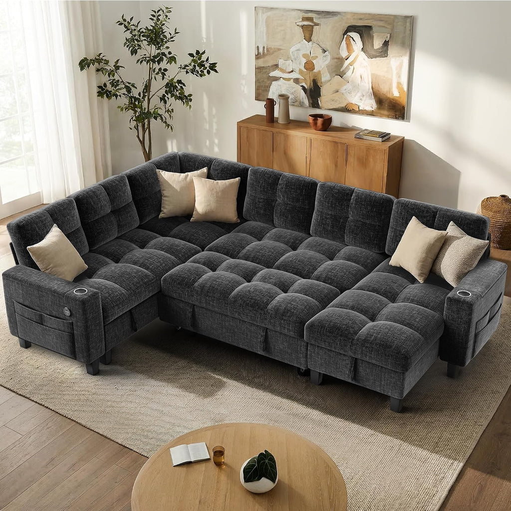 Cozy U-Shaped Modular Sleeper Sofa – Spacious Sectional Couch for Modern Living Rooms
