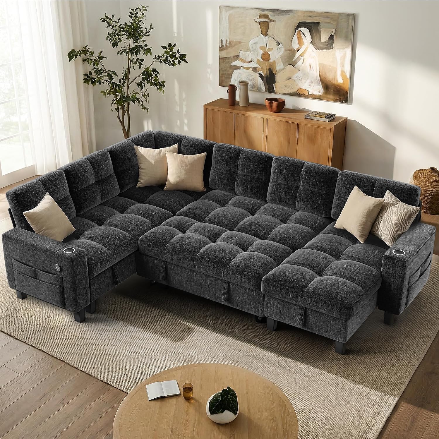 Cozy U-Shaped Modular Sleeper Sofa – Spacious Sectional Couch for Modern Living Rooms